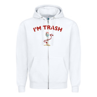 White i'm trash forky Zipper Hoodie - minhPixels