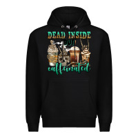 Black dead inside but caffeinated skeleton coffee cups Premium Hoodie - Jasminsmagicworld