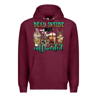 Burgundy dead inside but caffeinated skeleton coffee cups Premium Hoodie - Jasminsmagicworld