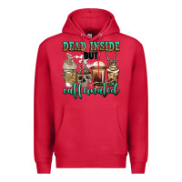 Cardinal dead inside but caffeinated skeleton coffee cups Premium Hoodie - Jasminsmagicworld