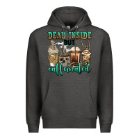 Charcoal Heather dead inside but caffeinated skeleton coffee cups Premium Hoodie - Jasminsmagicworld