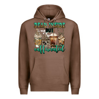 Chestnut dead inside but caffeinated skeleton coffee cups Premium Hoodie - Jasminsmagicworld