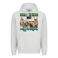 Dove Grey dead inside but caffeinated skeleton coffee cups Premium Hoodie - Jasminsmagicworld