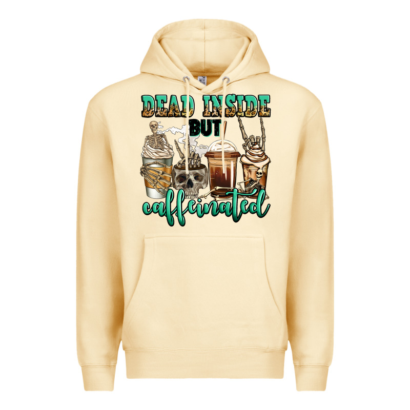 Dead Inside But Caffeinated Skeleton Coffee Cups Premium Hoodie by Jasminsmagicworld | Teevron