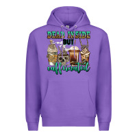 Purple dead inside but caffeinated skeleton coffee cups Premium Hoodie - Jasminsmagicworld