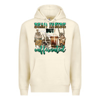 Sandshell dead inside but caffeinated skeleton coffee cups Premium Hoodie - Jasminsmagicworld