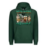 Sports Green dead inside but caffeinated skeleton coffee cups Premium Hoodie - Jasminsmagicworld