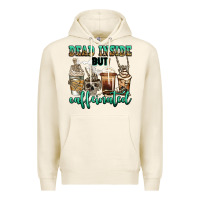 Tofu dead inside but caffeinated skeleton coffee cups Premium Hoodie - Jasminsmagicworld