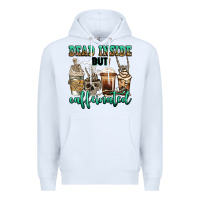 White dead inside but caffeinated skeleton coffee cups Premium Hoodie - Jasminsmagicworld