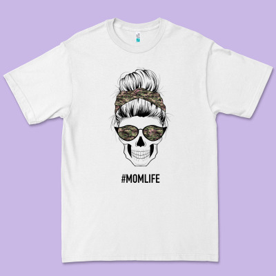 Feminine Camouflage Patterned Mom Skull Premium Tee Designed By Bettercallsaul