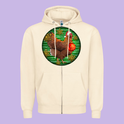 New Hampshire Red Chicken Christmas Zipper Hoodie Designed By Lillyallendesigns