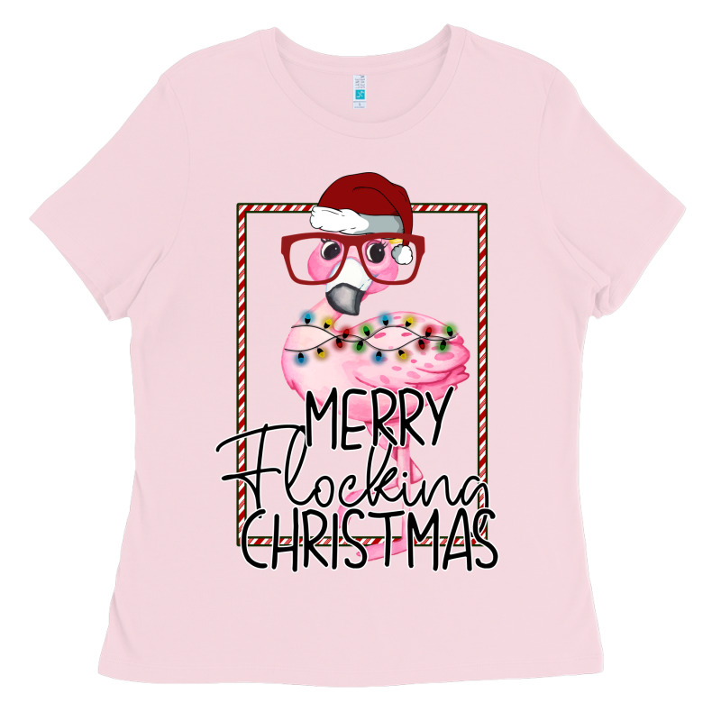 Merry Flock Christmas Flamingo Christmas Ladies Tee by Bettercallsaul | Teevron