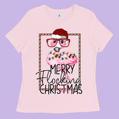 Merry Flock Christmas Flamingo Christmas Ladies Tee Designed By Bettercallsaul