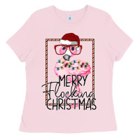 Bubblegum Pink Merry Flock Christmas Flamingo Christmas Ladies Tee - Bettercallsaul