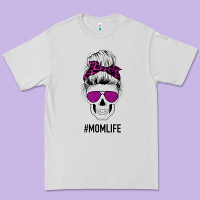 Purple Glitter, Leopard Patterned Mom Skull Premium Tee Designed By Bettercallsaul