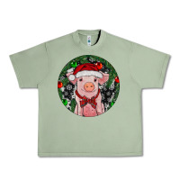 Oil Green Sitting Pig Christmas Urban Heavy Tee - RanaPortraitStore