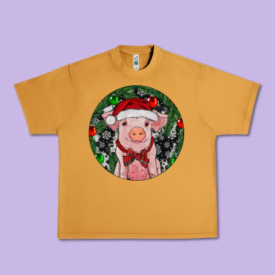 Sitting Pig Christmas Urban Heavy Tee Designed By Ranaportraitstore