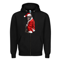 Black Chimpanzee With Santa Clothes Zipper Hoodie - LillyAllenDesigns