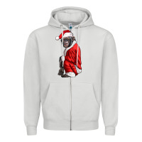 Chimpanzee With Santa Clothes Zipper Hoodie | Teevron