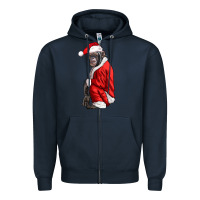 Navy Chimpanzee With Santa Clothes Zipper Hoodie - LillyAllenDesigns