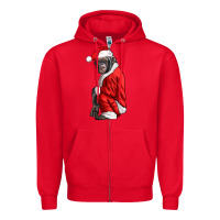 Red Chimpanzee With Santa Clothes Zipper Hoodie - LillyAllenDesigns