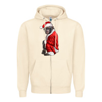 Sandshell Chimpanzee With Santa Clothes Zipper Hoodie - LillyAllenDesigns