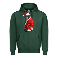 Sports Green Chimpanzee With Santa Clothes Zipper Hoodie - LillyAllenDesigns