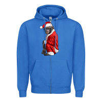 True Royal Chimpanzee With Santa Clothes Zipper Hoodie - LillyAllenDesigns
