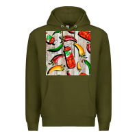 Army Green mexican chili and pepper seamless pattern Premium Hoodie - BundleAndBundleShop
