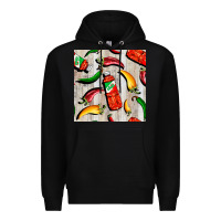 Black mexican chili and pepper seamless pattern Premium Hoodie - BundleAndBundleShop