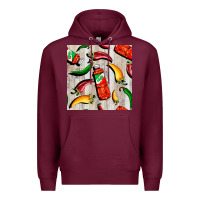 Burgundy mexican chili and pepper seamless pattern Premium Hoodie - BundleAndBundleShop