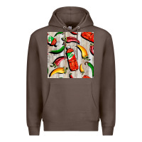 Coffee mexican chili and pepper seamless pattern Premium Hoodie - BundleAndBundleShop