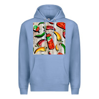 Colony Blue mexican chili and pepper seamless pattern Premium Hoodie - BundleAndBundleShop