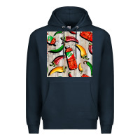 Navy mexican chili and pepper seamless pattern Premium Hoodie - BundleAndBundleShop