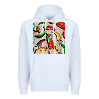 White mexican chili and pepper seamless pattern Premium Hoodie - BundleAndBundleShop