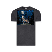 Vintage Black wolf howling at the moon Vintage Tee - TumblerDesignByShophia