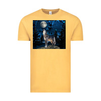 Vintage Mustard wolf howling at the moon Vintage Tee - TumblerDesignByShophia