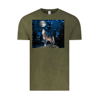 Vintage Olive wolf howling at the moon Vintage Tee - TumblerDesignByShophia