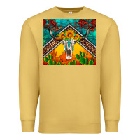 Antique Gold western sunflowers longhorn bull skull Premium Sweatshirt - Artiststas