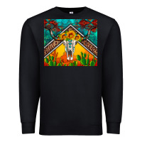 Black western sunflowers longhorn bull skull Premium Sweatshirt - Artiststas