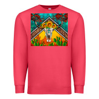 Western Sunflowers Longhorn Bull Skull Premium Sweatshirt | Teevron