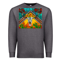 Charcoal Heather western sunflowers longhorn bull skull Premium Sweatshirt - Artiststas