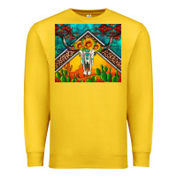 Lemon western sunflowers longhorn bull skull Premium Sweatshirt - Artiststas