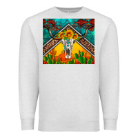 Oatmeal Heather western sunflowers longhorn bull skull Premium Sweatshirt - Artiststas