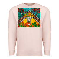 Pale Pink western sunflowers longhorn bull skull Premium Sweatshirt - Artiststas