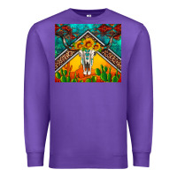 Purple western sunflowers longhorn bull skull Premium Sweatshirt - Artiststas