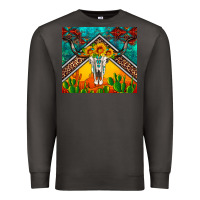 Smoke western sunflowers longhorn bull skull Premium Sweatshirt - Artiststas