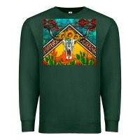 Sports Green western sunflowers longhorn bull skull Premium Sweatshirt - Artiststas