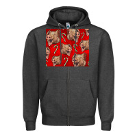 Charcoal Heather Yorkshire Pig And Candy Cane Zipper Hoodie - LillyAllenDesigns