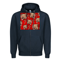 Navy Yorkshire Pig And Candy Cane Zipper Hoodie - LillyAllenDesigns